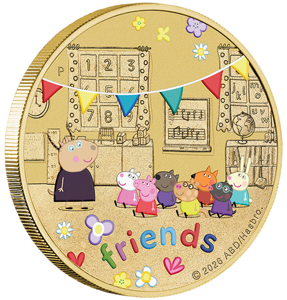 Tuvalu 2026 $1 Peppa Pig Coloured Uncirculated 3 Coin Set