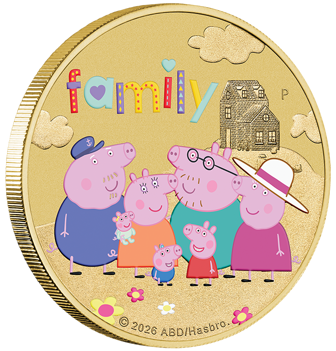 Tuvalu 2026 $1 Peppa Pig Coloured Uncirculated 3 Coin Set