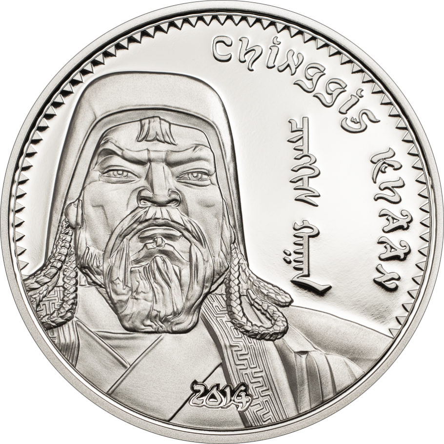 Mongolia 2014 1000 Togrog Revolutionaries Chinggis Khaan 1oz Silver Proof Coin