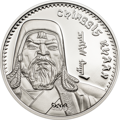 Mongolia 2014 1000 Togrog Revolutionaries Chinggis Khaan 1oz Silver Proof Coin