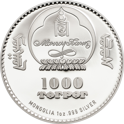Mongolia 2014 1000 Togrog Revolutionaries Chinggis Khaan 1oz Silver Proof Coin