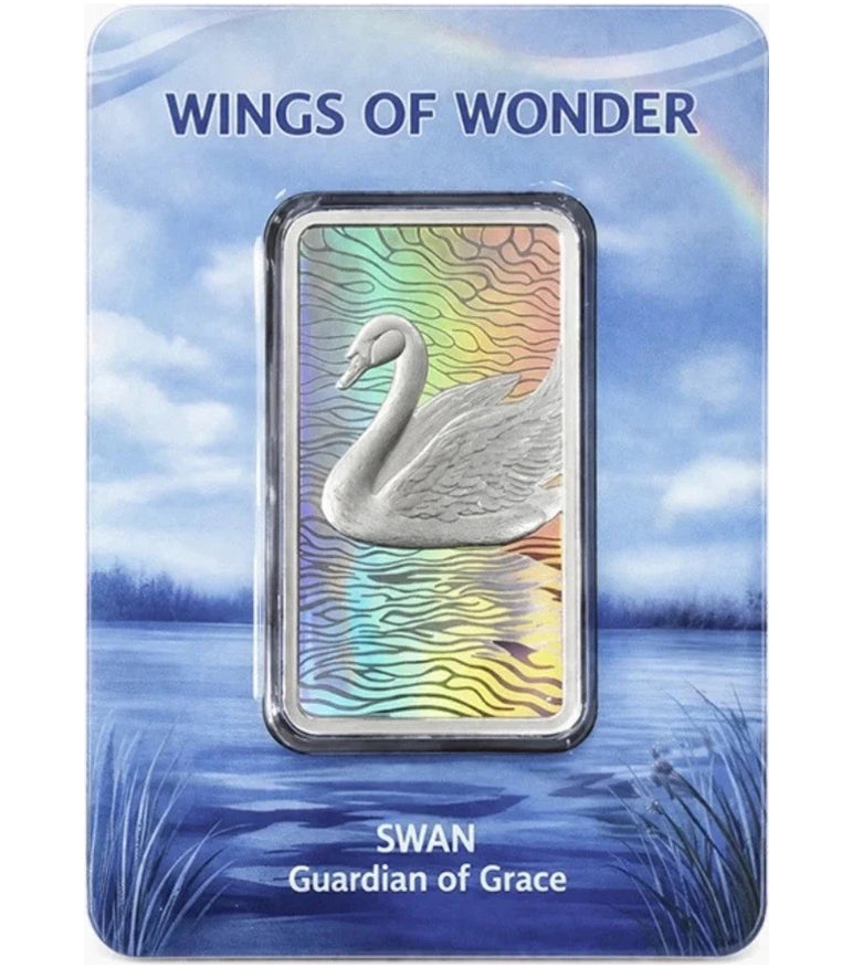 Wings of Wonder Swan Guardian of Grace 1oz Silver Hologram Bar