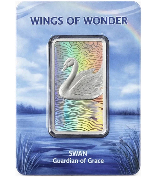 Wings of Wonder Swan Guardian of Grace 1oz Silver Hologram Bar