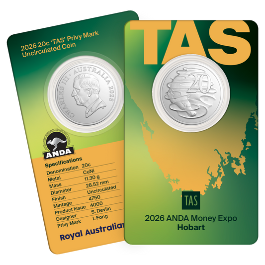 2026 20c ANDA Hobart State Series 'TAS' Privy Mark Uncirculated Coin