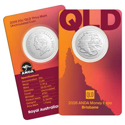 2026 20c ANDA Brisbane State Series 'QLD' Privy Mark Uncirculated Coin