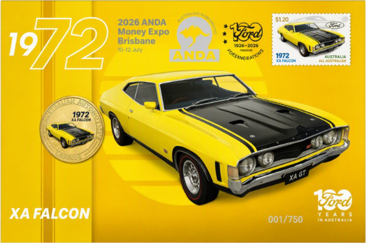 2025 $1 [2026] ANDA Brisbane 100 Years of Ford Australia 1972 XA Falcon PNC