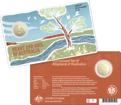 2026 $1 International Year of Rangelands & Pastoralists Heart and Soul of Australia Uncirculated Coin