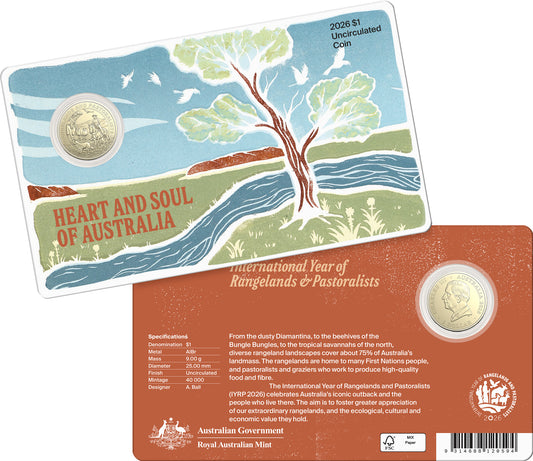 2026 $1 International Year of Rangelands & Pastoralists Heart and Soul of Australia Uncirculated Coin