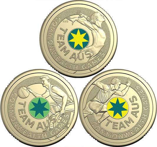 2026 $2 Australian Commonwealth Games Team Coloured Uncirculated 3 Coin Set