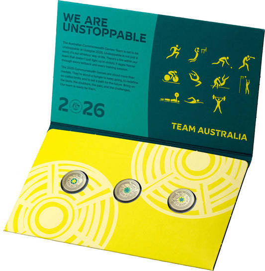 2026 $2 Australian Commonwealth Games Team Coloured Uncirculated 3 Coin Set