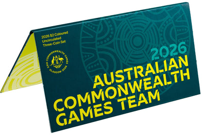 2026 $2 Australian Commonwealth Games Team Coloured Uncirculated 3 Coin Set