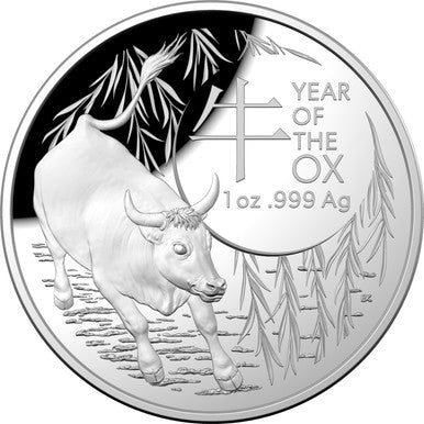 2021 $5 Year of The Ox 1oz Silver Domed Proof Coin