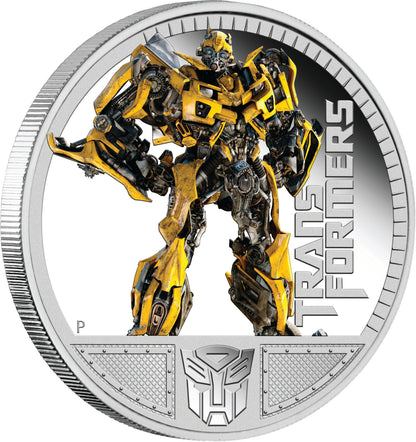 Tuvalu 2011 $1 Transformers Dark of The Moon Bumblebee 1oz Silver Coloured Proof Coin