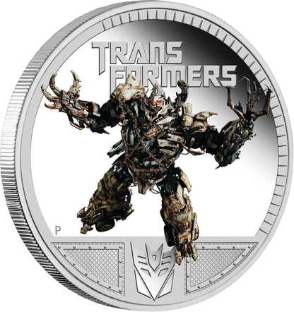 Tuvalu 2011 $1 Transformers Dark of The Moon Megatron 1oz Silver Coloured Proof Coin