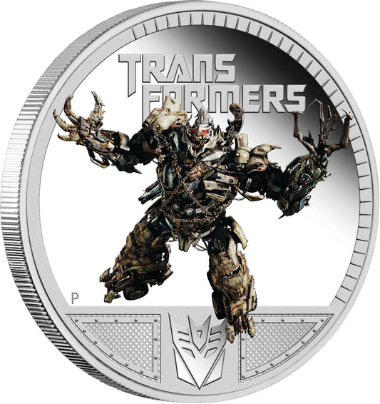 Tuvalu 2011 $1 Transformers Dark of The Moon Megatron 1oz Silver Coloured Proof Coin
