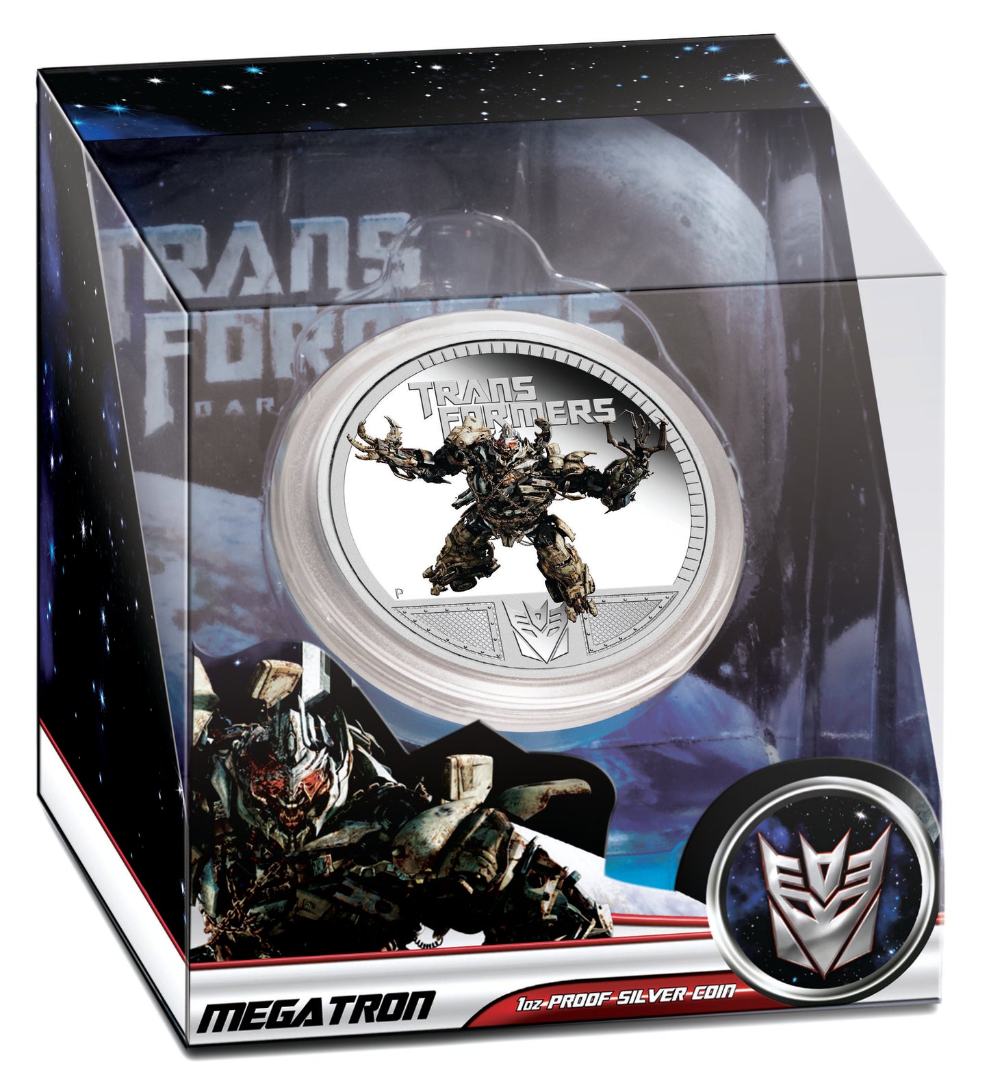 Tuvalu 2011 $1 Transformers Dark of The Moon Megatron 1oz Silver Coloured Proof Coin