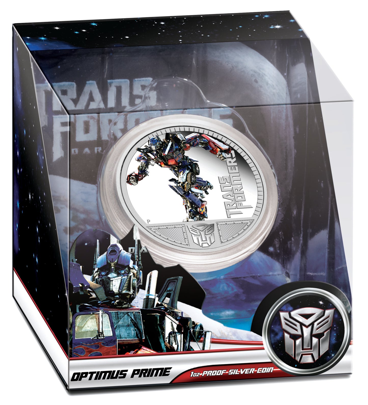 Tuvalu 2011 $1 Transformers Dark of The Moon Optimus Prime 1oz Silver Coloured Proof Coin