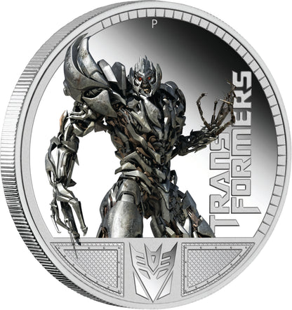 Tuvalu 2009 $1 Transformers Revenge of The Fallen Megatron 1oz Silver Coloured Proof Coin