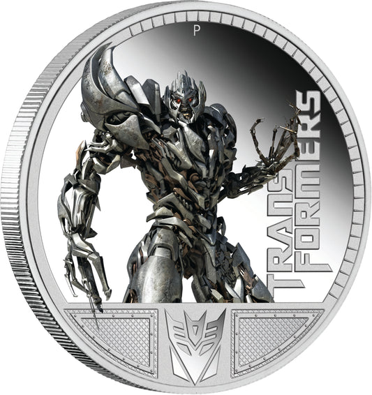 Tuvalu 2009 $1 Transformers Revenge of The Fallen Megatron 1oz Silver Coloured Proof Coin