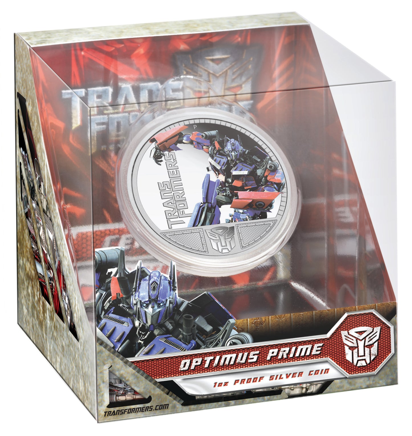 Tuvalu 2009 $1 Transformers Revenge of The Fallen Optimus Prime 1oz Silver Coloured Proof Coin
