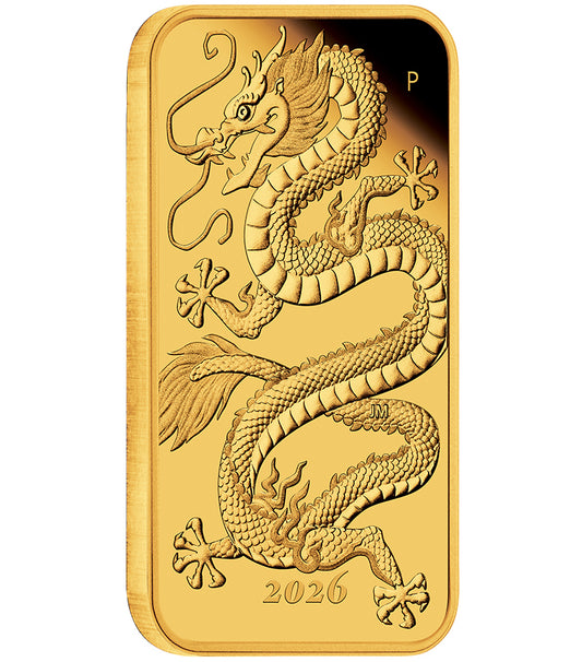 2026 $100 Dragon 1oz Gold Proof Rectangular Coin