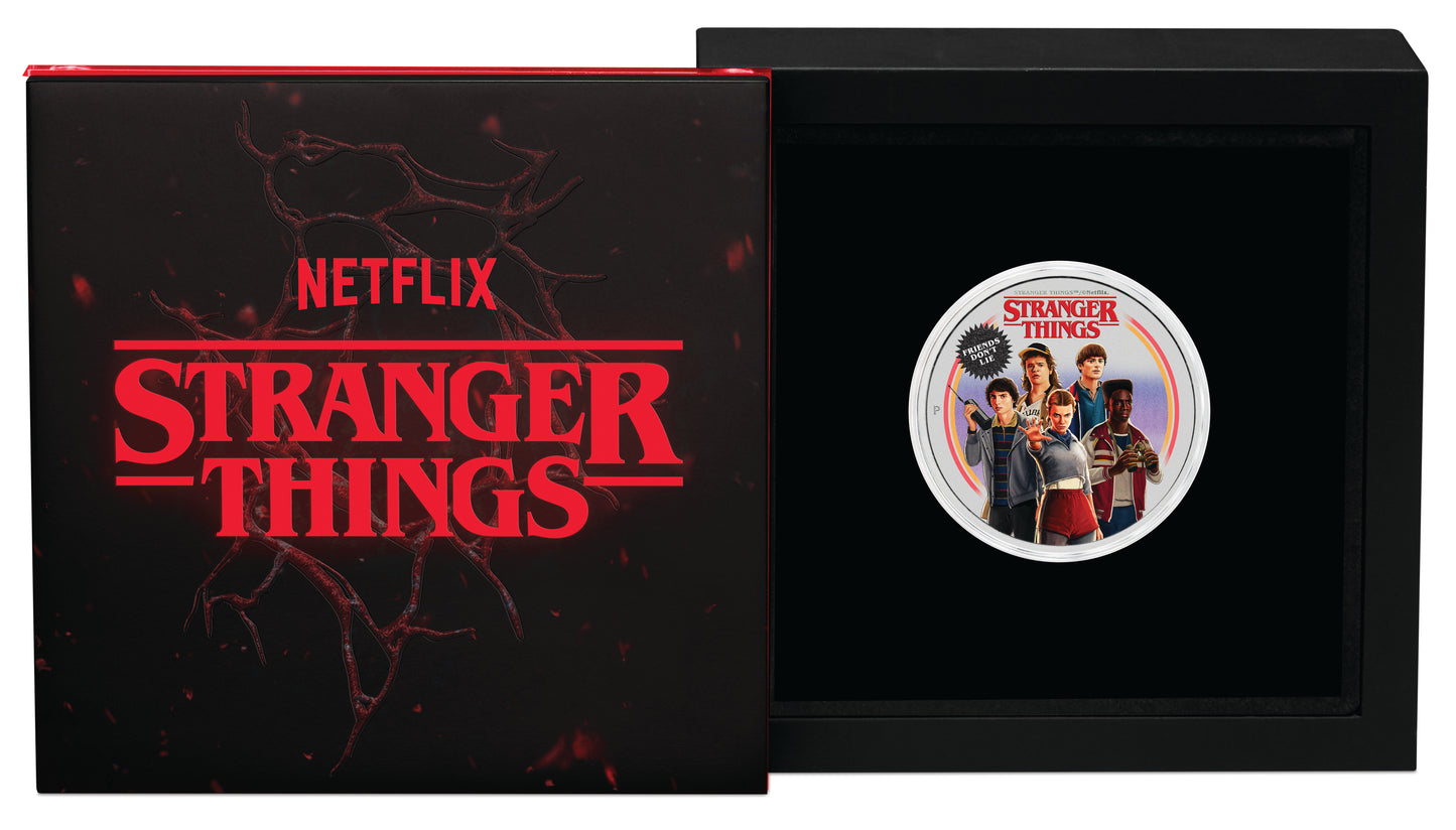 Tuvalu 2026 $1 Stranger Things Friends Don't Lie 1oz Silver Coloured Coin