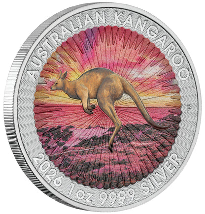 2026 $1 Australian Kangaroo Sundowner 1oz Silver Coloured Coin