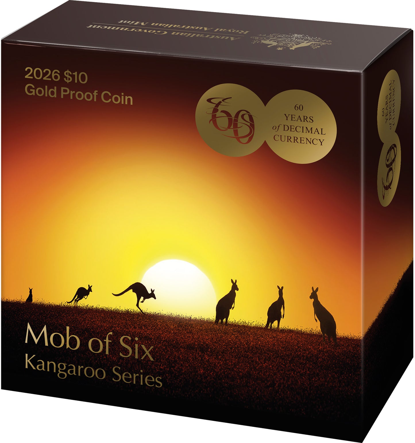 2026 $10 Kangaroo Mob of Six 1/10oz Gold Proof Coin