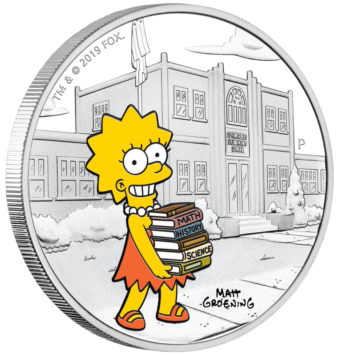 Tuvalu 2019 $1 The Simpsons Lisa 1oz Silver Coloured Proof Coin
