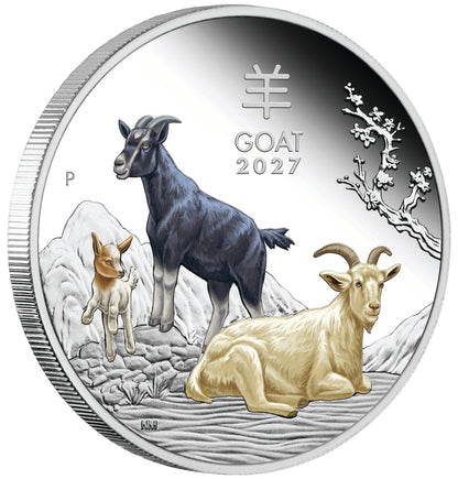 2027 $1 Lunar Year of The Goat 1oz Silver Proof 3 Coin Set