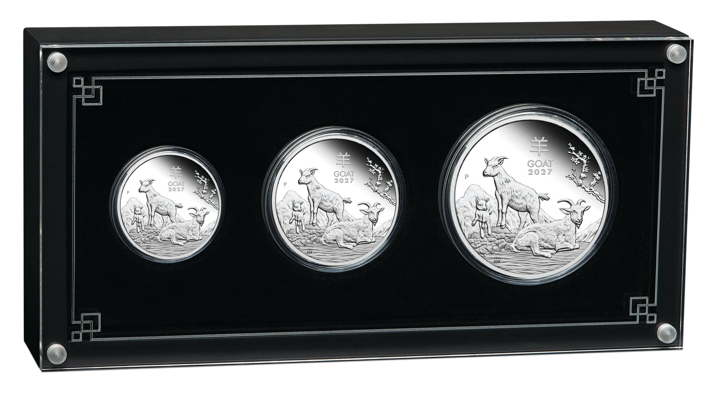 2027 Lunar Year of The Goat Silver Proof 3 Coin Set