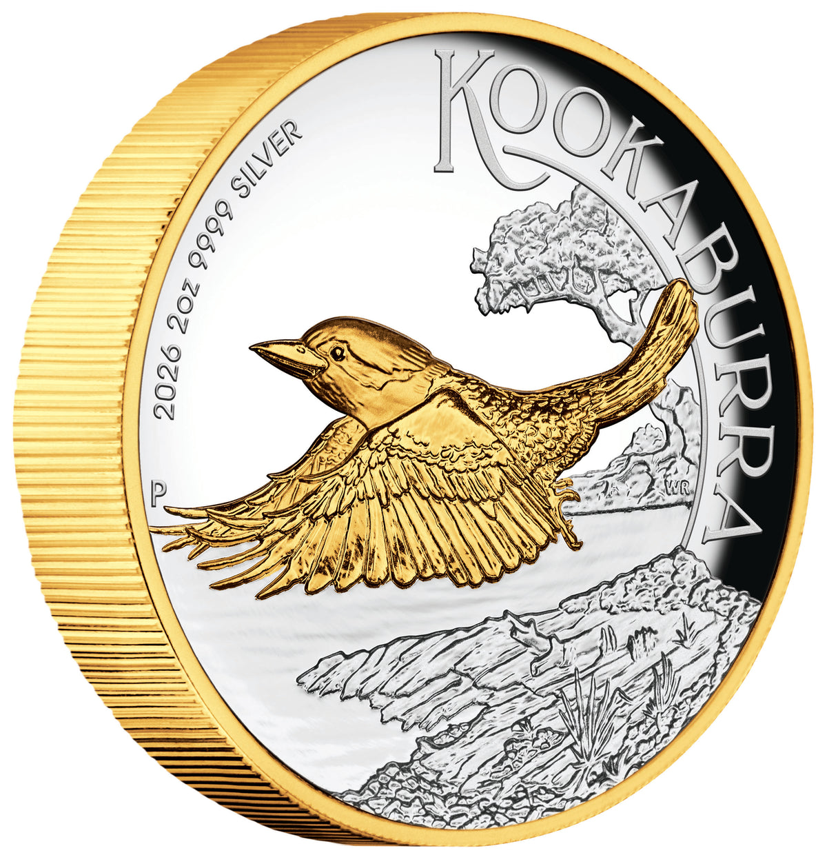 2026 $2 Australian Kookaburra Selectively Gold Plated 2oz Silver High Relief Proof Coin