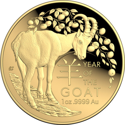 2027 $100 Year of The Goat 1oz Gold Proof Domed Coin