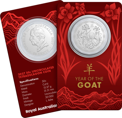 2027 50c Tetra Decagon Year of The Goat Uncirculated Coin