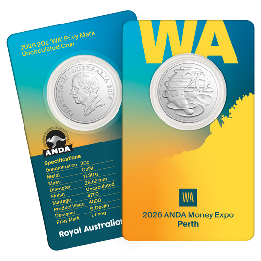 2026 20c ANDA Perth State Series 'WA' Privy Mark Uncirculated Coin