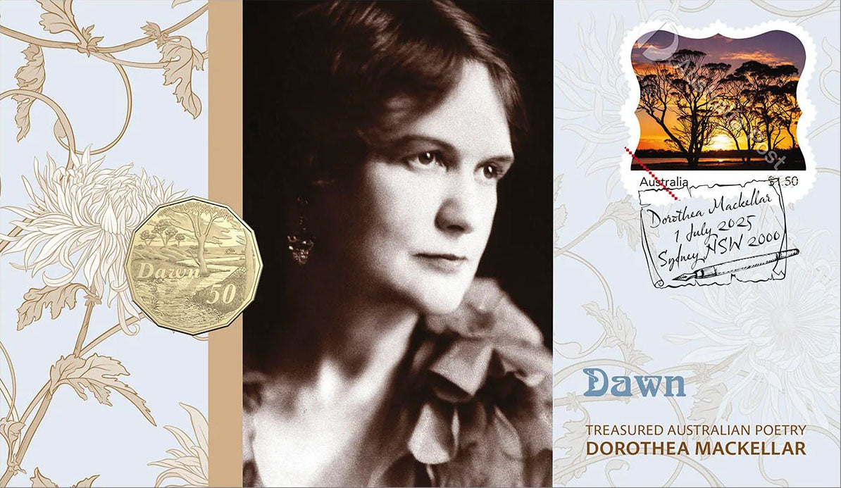 2025 50c Treasured Australian Stories Dorothea Mackellar Dawn PNC