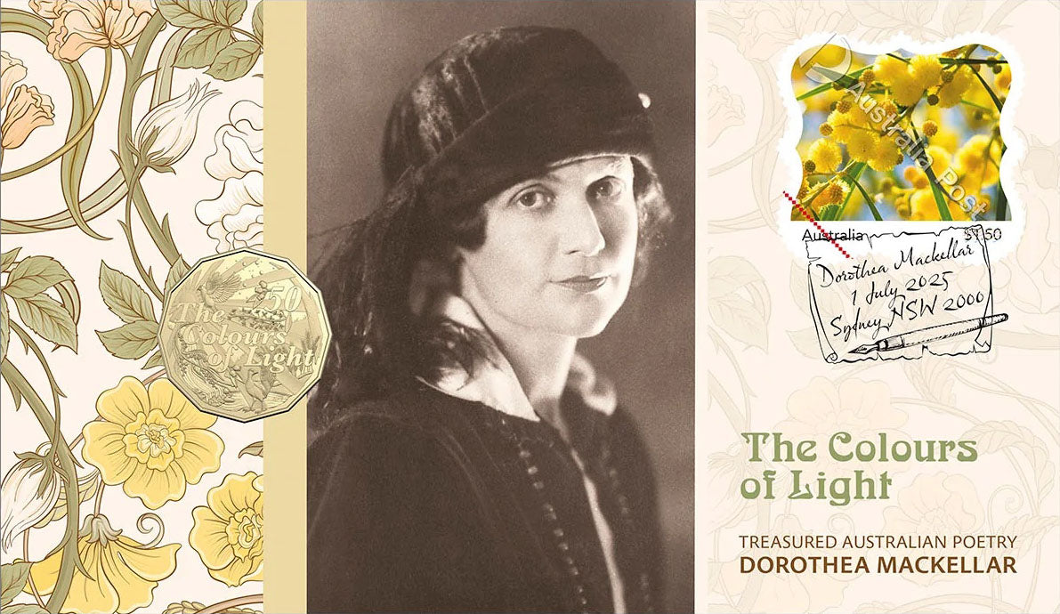 2025 50c Treasured Australian Stories Dorothea Mackellar The Colours of Light PNC