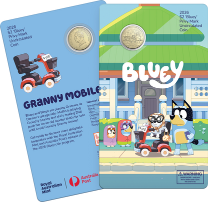 2026 $2 Bluey Granny Mobile Star Privy Mark Uncirculated Coin