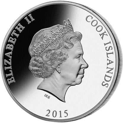 Cook Islands 2015 $25 Mississippi Steamboat Mother of Pearl 5oz Silver Proof Coin