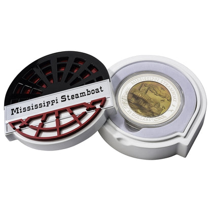 Cook Islands 2015 $25 Mississippi Steamboat Mother of Pearl 5oz Silver Proof Coin