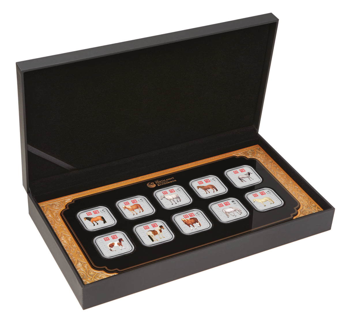 2014 $1 Lunar Year of The Horse 1oz Silver Coloured Square Shaped 10 Coin Set