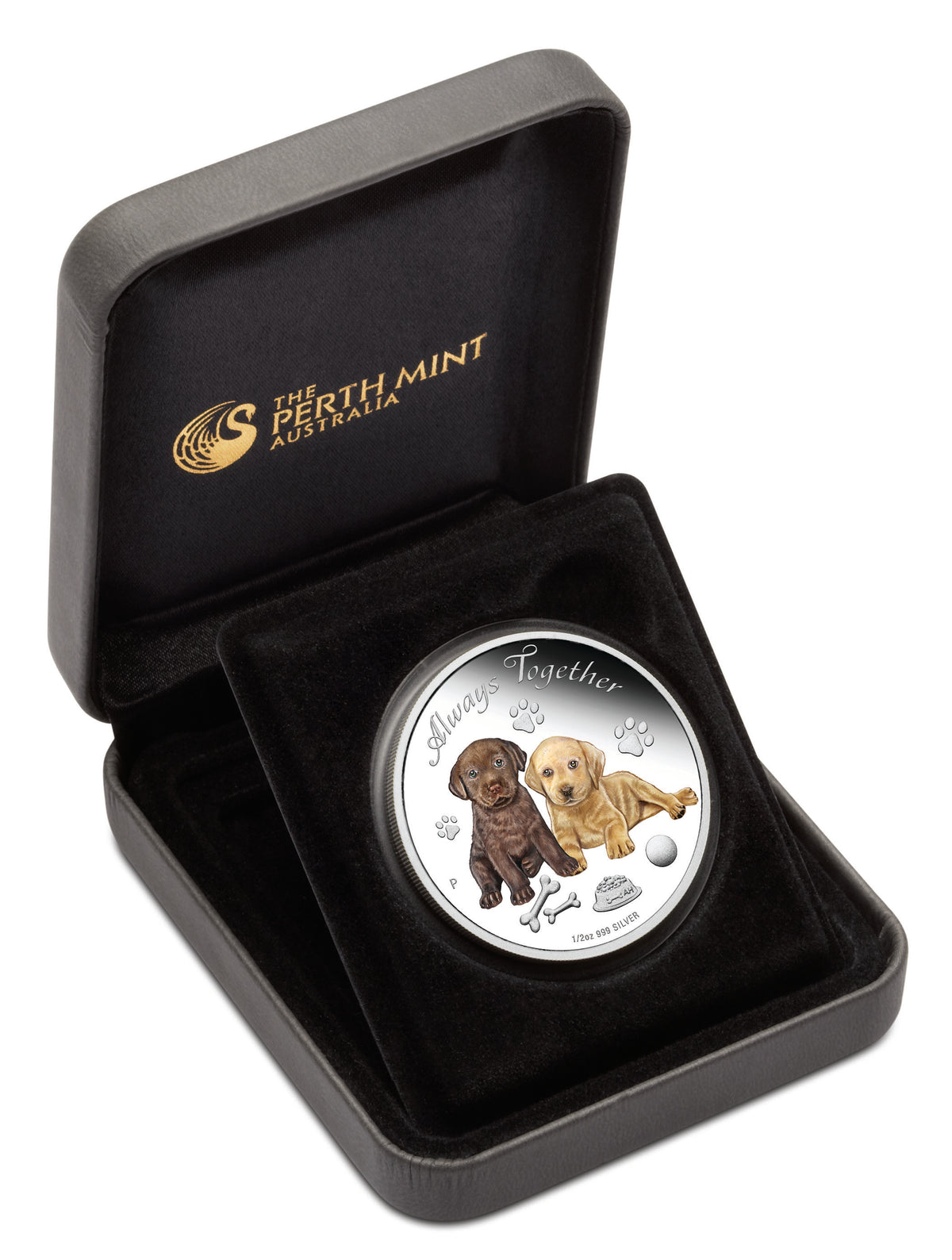 Tuvalu 2016 50c Always Together Puppies 1/2oz Silver Coloured Proof Coin