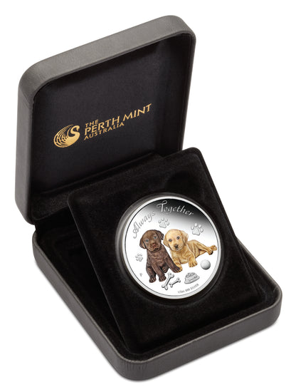 Tuvalu 2016 50c Always Together Puppies 1/2oz Silver Coloured Proof Coin