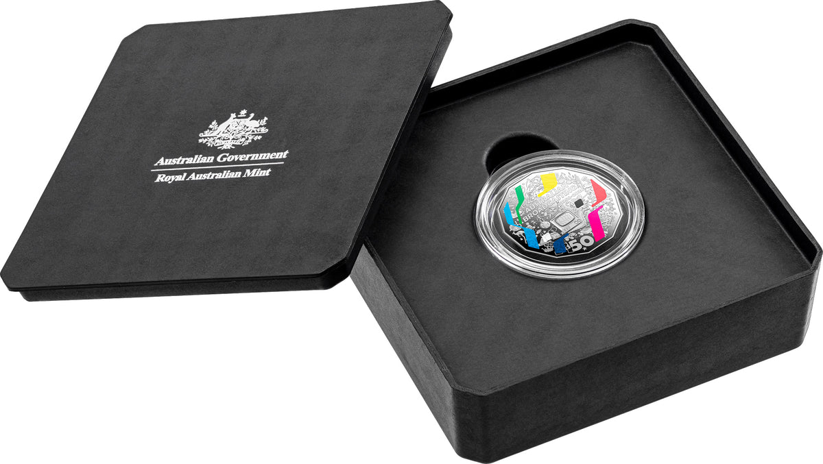 2026 50c 70th Anniversary of Australia's First Television Broadcast Coloured Silver Proof Coin