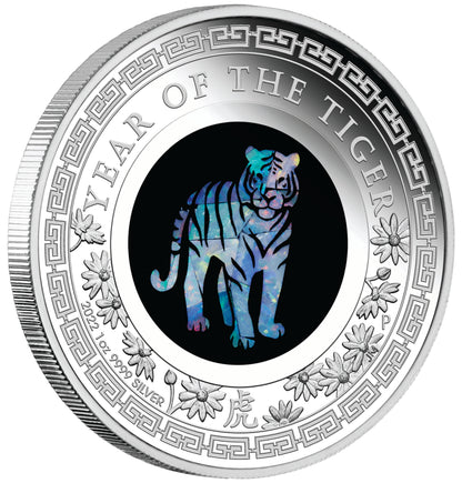 2022 $1 Australian Opal Lunar Year of The Tiger 1oz Silver Proof Coin