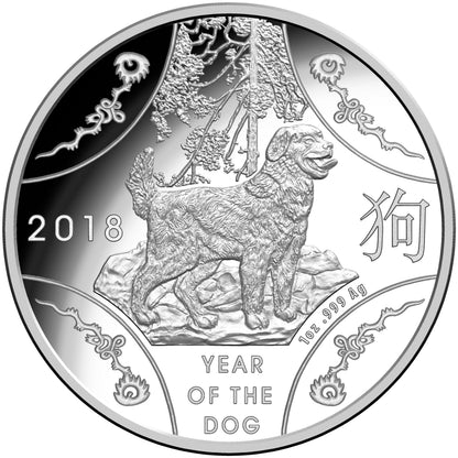 2018 $1 Year of The Dog 1oz Silver Proof Coin