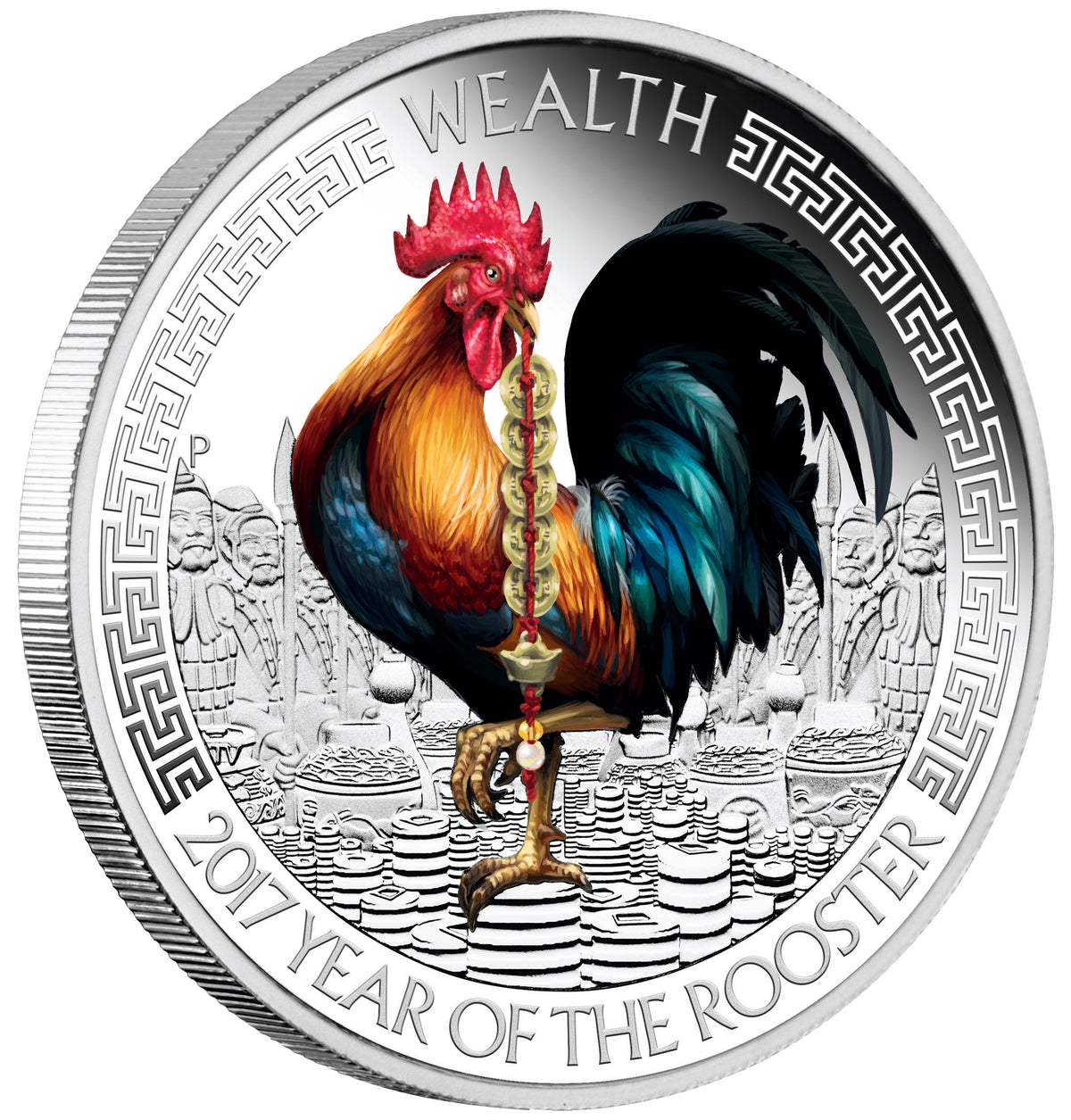 Tuvalu 2017 $1 Lunar Good Fortune Wealth & Wisdom Rooster 1oz Silver Coloured Proof 2 Coin Set