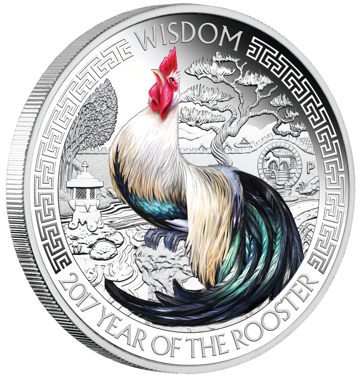 Tuvalu 2017 $1 Lunar Good Fortune Wealth & Wisdom Rooster 1oz Silver Coloured Proof 2 Coin Set