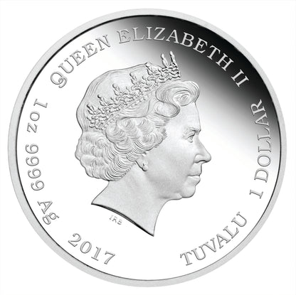 Tuvalu 2017 $1 Lunar Good Fortune Wealth & Wisdom Rooster 1oz Silver Coloured Proof 2 Coin Set