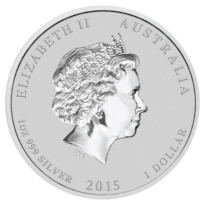 2015 $1 Lunar Year of The Goat 1oz Silver Gilded Coin